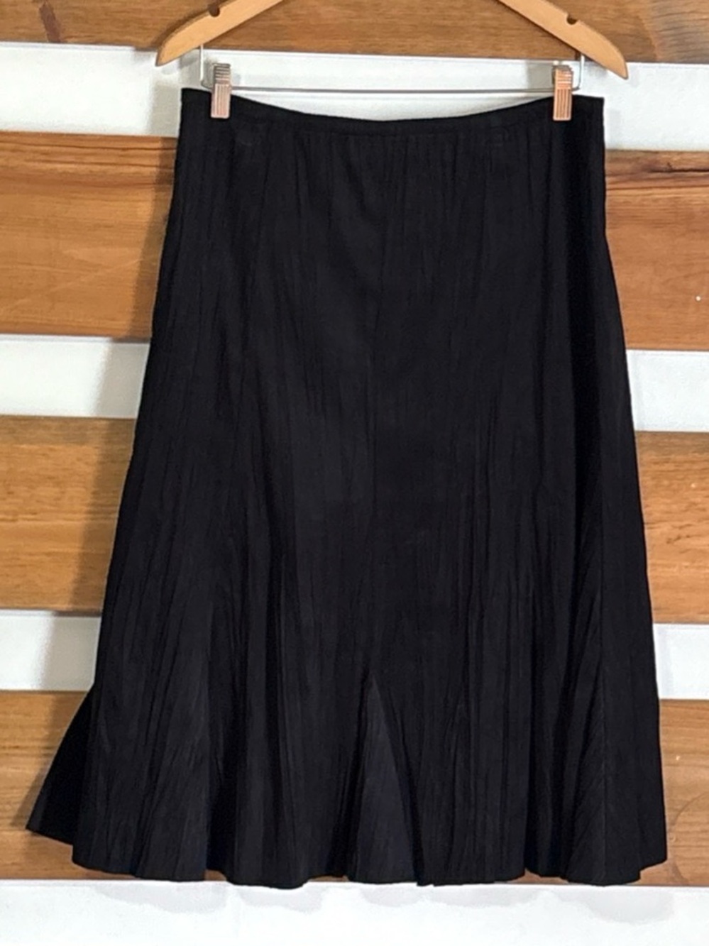 Catherine Stewart Solid Black Suede Feel Knee Length Fit & Flare Skirt Size S